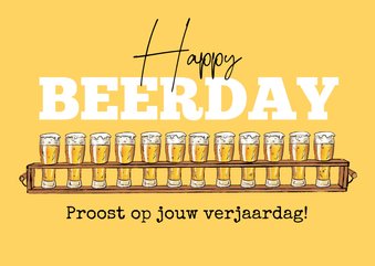 Verjaardagskaart happy beerday humor man bier