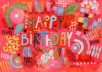 Verjaardagskaart happy birthday abstract en feestelijk