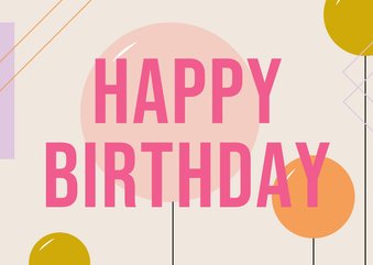 Verjaardagskaart happy birthday ballonnen geometrie