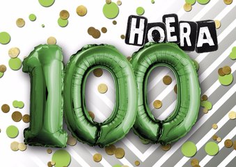 Verjaardagskaart hoera ballon 100