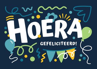 Verjaardagskaart hoera feestelijk