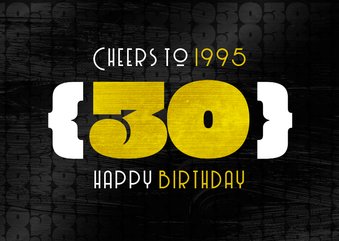 Verjaardagskaart man 30 jaar stoer 1995 typografisch