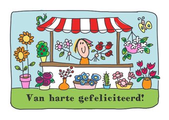 Verjaardagskaart met bloemenkraam