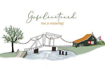 Verjaardagskaart met Hollands landschap