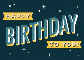 Verjaardagskaart retro typografie 'happy birthday to you!'