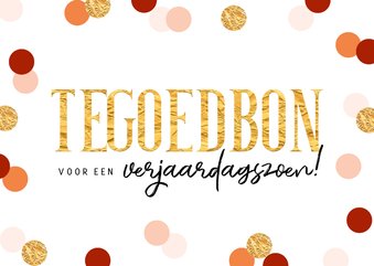 Verjaardagskaart tegoedbon confetti verjaardagszoen goud