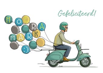 Verjaardagskaart Vespa zw av