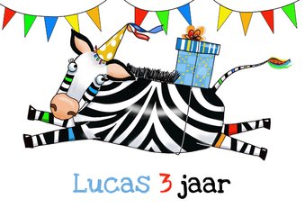 Verjaardagskaartje vliegende zebra