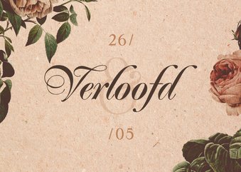Verloofd kaart vintage met bloemen