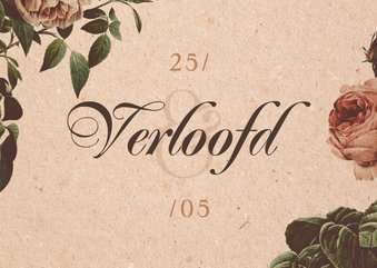 Verloofd kaart vintage met bloemen