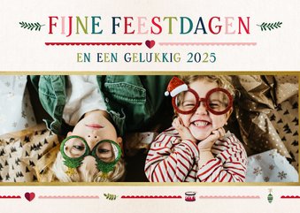 Vintage look kerstkaart met eigen foto en gekleurde letters