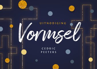 Vormsel communie uitnodiging goud kruis confetti