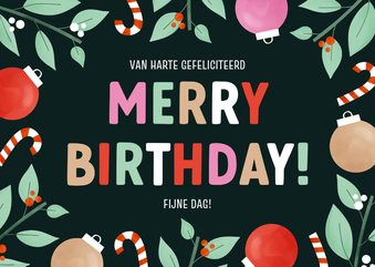 Vrolijk kaartje kerstverjaardag merry birthday patroontje