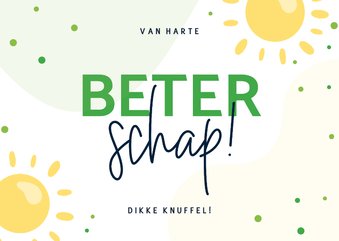 Vrolijke beterschapskaart met zonnetjes