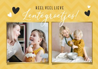 Vrolijke gele fotocollage zomaarkaart met 2 eigen foto's