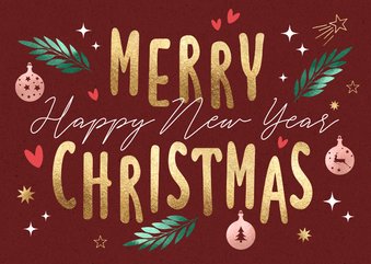 Vrolijke kerstkaart typografie met illustraties