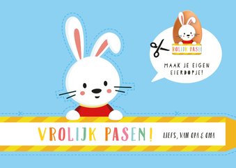 Vrolijke kinder knutsel paaskaart - maak je eigen eierdopje 