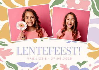 Vrolijke lentefeest uitnodiging met pastel bloemen