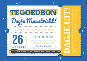 Vrolijke tegoedbon voor een dagje uit met de trein