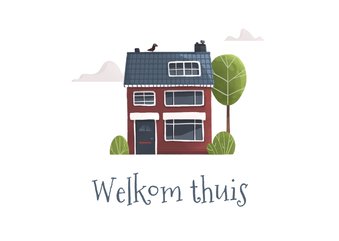 Welkom thuis met huis boom en vogel