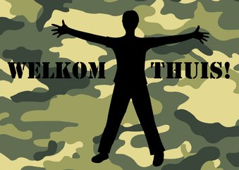 Wenskaart welkom thuis camouflage