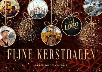 Zakelijke fotocollage kerstkaart met kerstballen rood