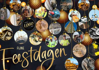 Zakelijke fotocollage kerstkaart met kerstballen