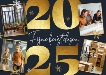 Zakelijke kerst kaart 2025 goud eigen foto's of logo