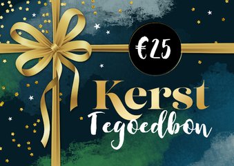 Zakelijke kerst tegoedbon strik goud verf blauw confetti