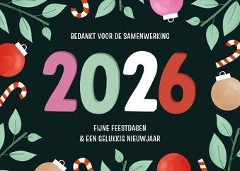 Zakelijke kerstkaart 2026 met kleurrijk kader
