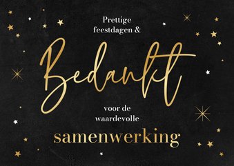 Zakelijke kerstkaart bedankt samenwerking sterren goud