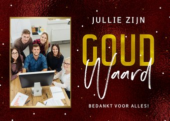 Zakelijke kerstkaart bedankt voor alles goud rood foto