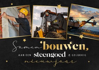 Zakelijke kerstkaart fotocollage bouw sterren goud