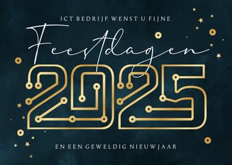 Zakelijke kerstkaart ICT techbedrijf goud sterren connectie