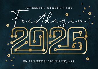 Zakelijke kerstkaart ICT techbedrijf goud sterren connectie