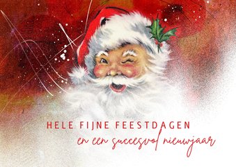 Zakelijke kerstkaart kerstman knipoog vintage