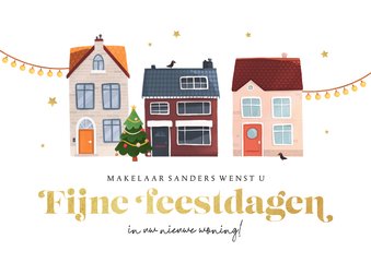 Zakelijke kerstkaart makelaar huizen sterren kerstboom