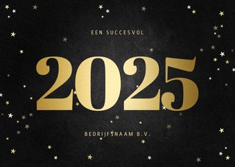 Zakelijke kerstkaart met gouden 2025 en sterren