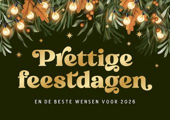 Zakelijke kerstkaart nieuwjaar kerstlampjes groen oranje