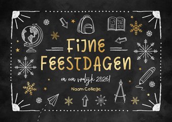 Zakelijke kerstkaart onderwijs krijtbord doodle leerlingen