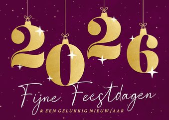 Zakelijke kerstkaart paars gouden cijfers heelal sterren