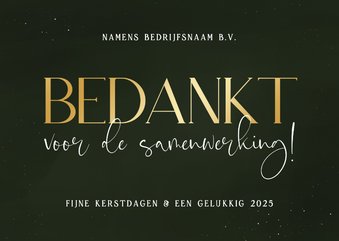 Zakelijke kerstkaart stijlvol groen bedankt samenwerking