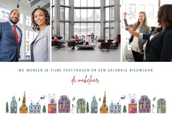 Zakelijke kerstkaart voor een makelaar met huisjes