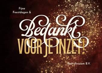 Zakelijke rode kerstkaart bedankt in goudlook