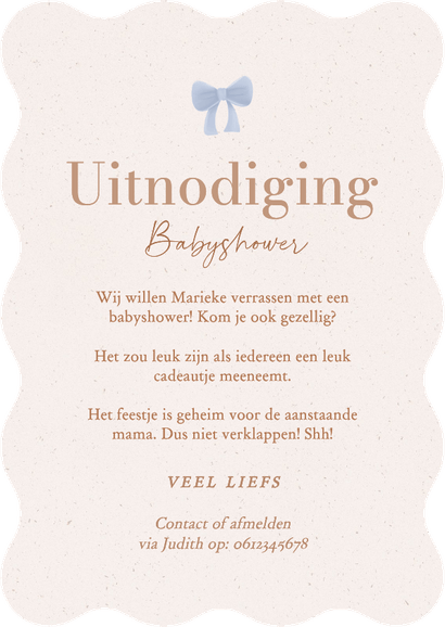 Babyshower uitnodiging jongen met teddybeertje met ballonnen Achterkant
