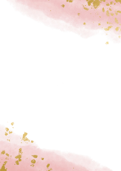 Bedankkaart communie meisje met waterverf en gouden spetters Achterkant