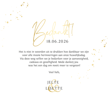 Bedankt fotokaart trouwen in hartvorm Achterkant