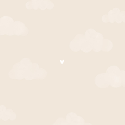 Boerderij geboortekaartje met meisjes koe wolkjes in gras Achterkant