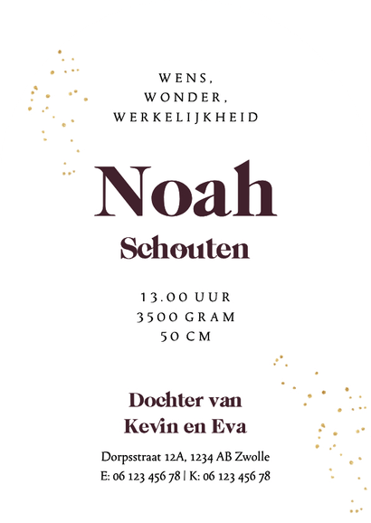 Boogvorm geboortekaart sterrenbeeld schorpioen astrologie Achterkant