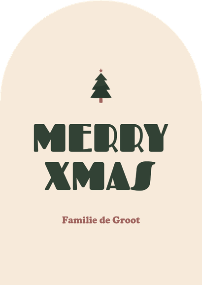 Boogvormig foto kerstkaartje blokjespatroon met kerstbomen Achterkant